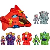 Disney Jr. Series Marvel&rsquo;s Iron Man and his Awesome Friends Ultimate Giant-Sized Armor Iron Jet Toy Set, 3-Inch Action Figures, Armor Suits, Vehicle