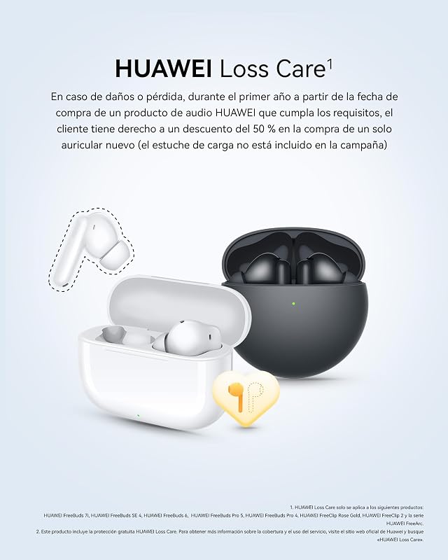 Freebuds 7i, auscultadores Bluetooth sem fios, cancelamento ativo de ruído Intelligent 4.0, áudio espacial ilimitado, chamada estável e clara, iOS e Android, IP54, garantia de 42 meses, preto