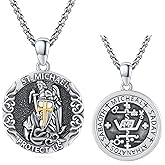 Hagkew Patron Saint Necklace 925 Sterling Silver Amulet Medal Protection Pendant Religion Jewelry for Men Women With Stainless Steel Chain and Gifts Box