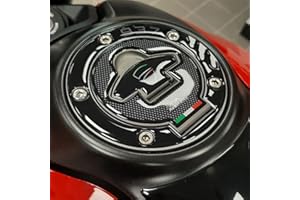 Resin Bike Motorcycle 3D Stickers Compatible with Ducati Monster 937 2021-2025. Tank Cap Protection from Bumps and Scratches. Resin Stickers - Black - Made in Italy