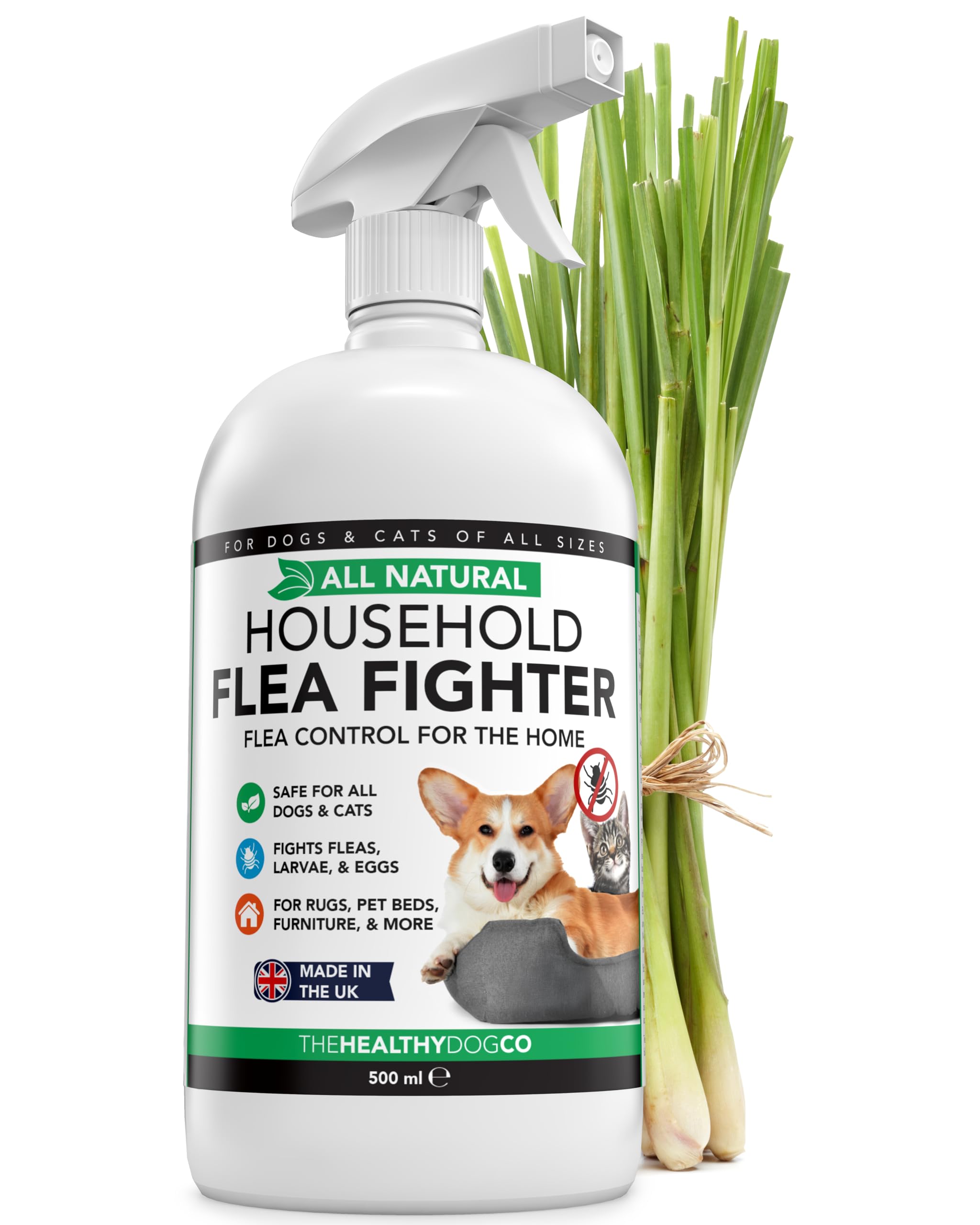 The Healthy Dog and Cat Co Natural Flea Spray for the Home 500ml – Fast-Acting, Non-Toxic Flea Spray for Dogs, Cats & Home – Safe & Effective UK Formula & Natural Treatment