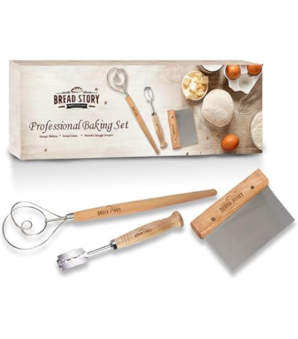 LinamHoz Ensemble De Fouet Danois Lame à Pain Grattoir à Pâte En Acier Inoxydable Grattoir Flexible Brosse En Silicone Pour Pain, Crêpes, Biscuits Faits Maison