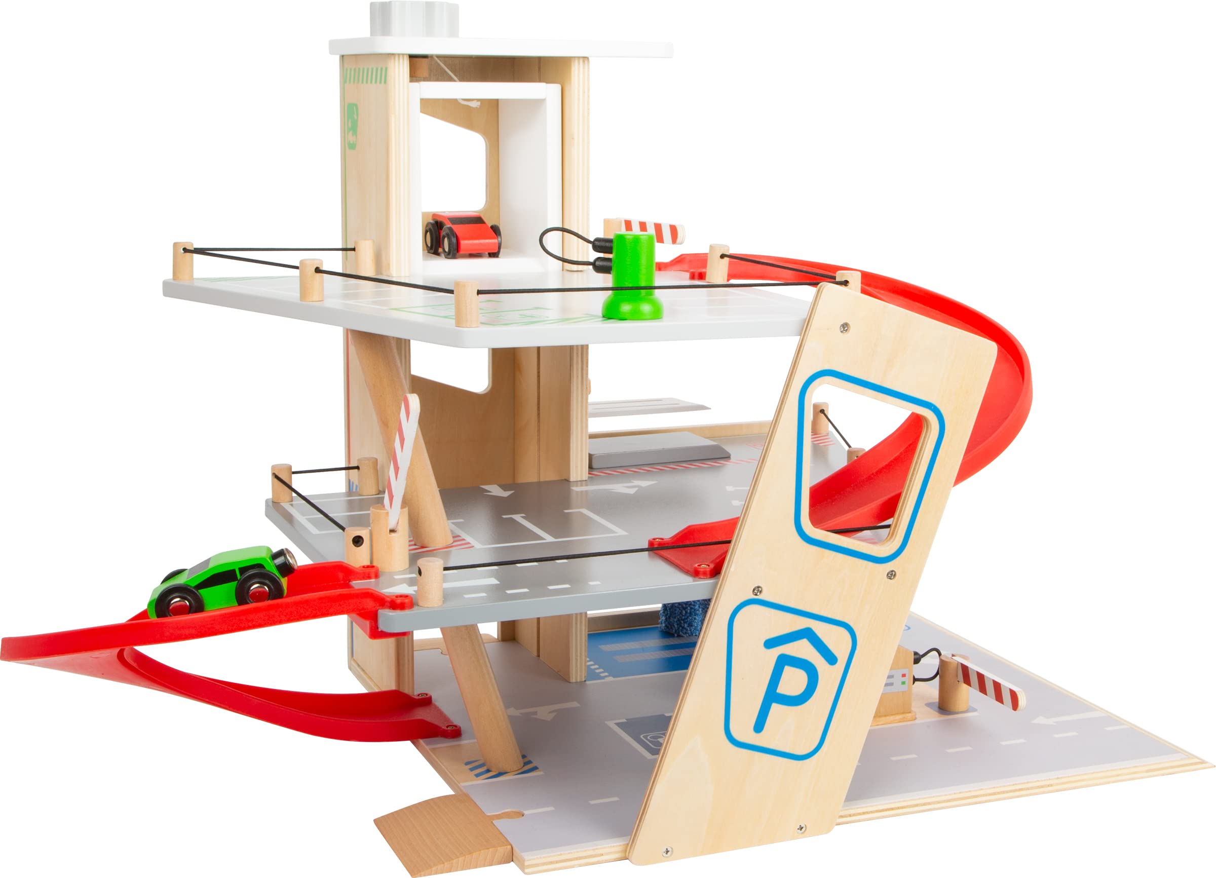 Small Foot 11676 Premium, 3 Levels with ramps, Wooden car Park for Children, Role-Playing Toy, Multicoloured, 40.01 x 10.01 x 42.01 cm