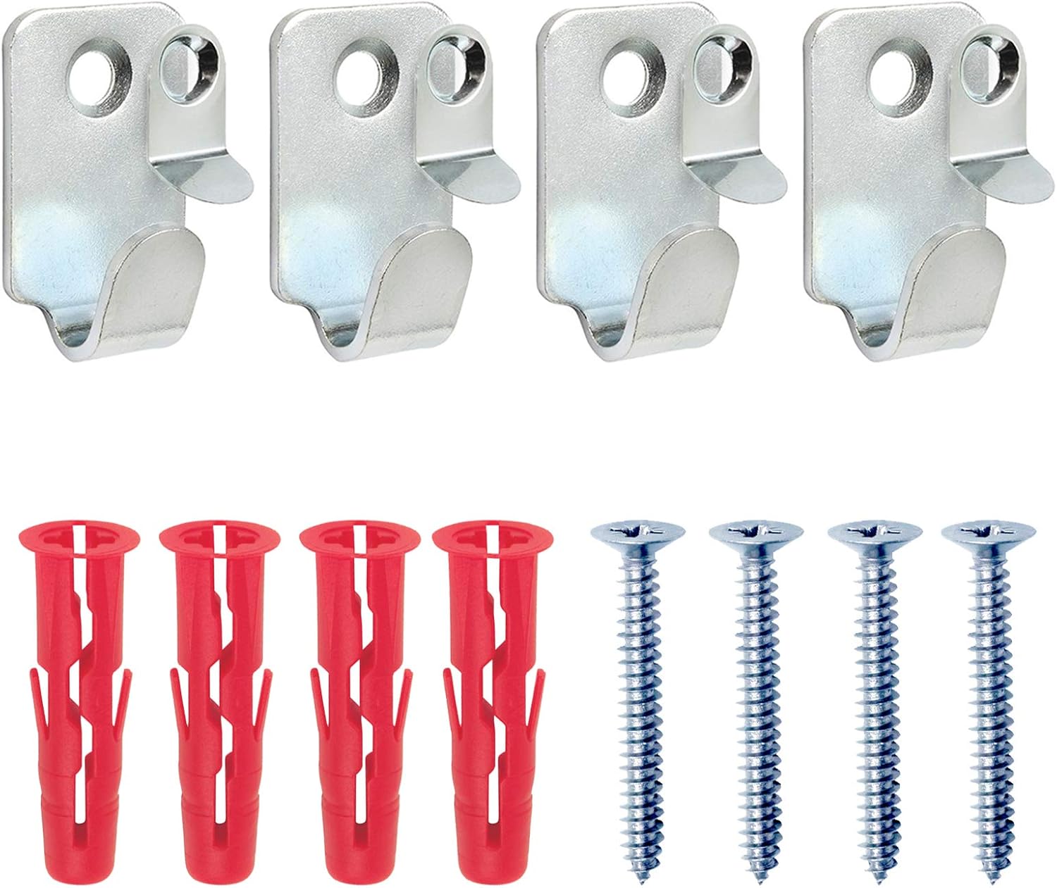 Heavy Duty Safety Picture / Mirror Hooks with Screws and Wall Plugs - 15kg Load… (4 Pack), Silver - Image 3