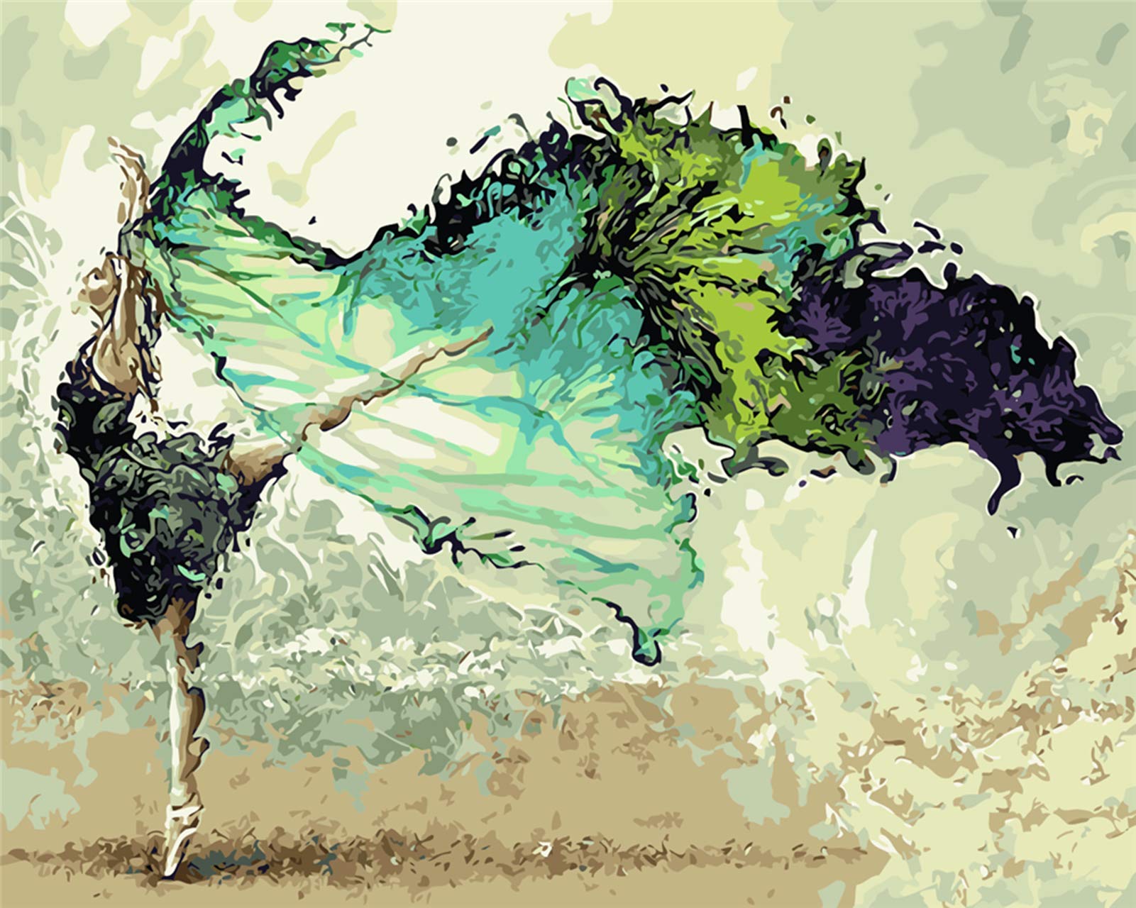 YEESAM ART Paint by Numbers for Adults Children, Ballerina Ballet Dancer Abstract 16x20 Inch Linen Canvas Acrylic DIY Number Painting Kits Wall Art Decor Gifts