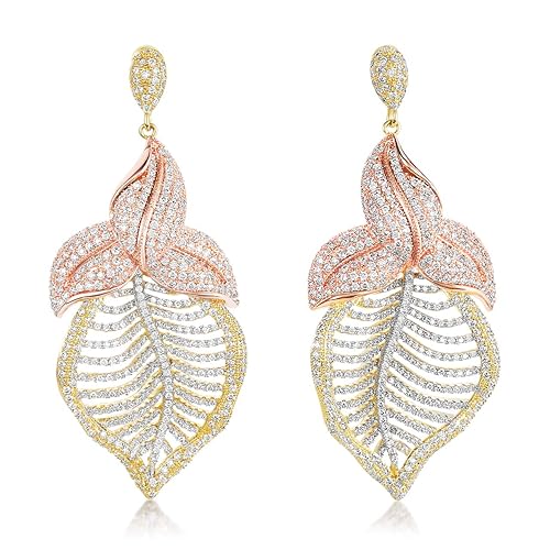 Gold Brass Fern Earrings for Women