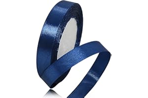 AHOMAME Navy Blue Satin Ribbon 5/8 Inches x 25 Yards, Solid Color Fabric Ribbon for Gift Wrapping, Crafts, Hair Bows Making, Wreath, Wedding Party Decoration and Sewing Projects