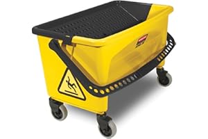Rubbermaid Commercial Products HYGEN Microfiber Mop Bucket with Press Wringer, 26", Yellow, for Janitorial/Professional Cleaners and Heavy-Duty Industrial Mopping/Wringing/Cleaning