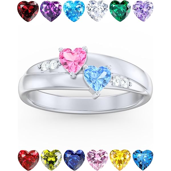 Wishrocks Simulated Garnet Paw Print Ring - 14K Rose Gold Over Sterling Silver, Heart & Round Cut Stone, Adjustable Sizing