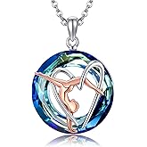 MONGAS Gymnastics Necklace Sterling Silver Gymnastics Pendant Necklace Sports Jewelry for Women