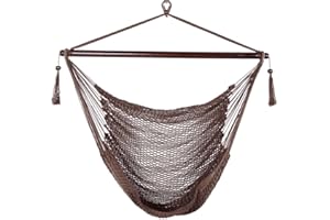 Blissun Hanging Hammock Chair, Swing Chair, 40-inch Wide Seat, Polyester Cotton (Mocha)
