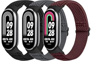 Bcuckood Elastic Bands Compatible with Xiaomi Mi Band 8 Women Men, Stretchy Solo Loop Soft Nylon Elastic Strap Replacement Wristband for Xiaomi Mi Band 8，3 PCS