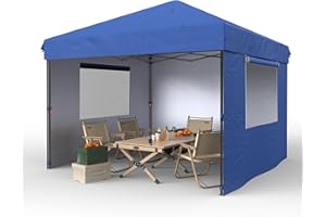VerisShade 10'x10' Pop Up Canopy – Waterproof & UV-Resistant Outdoor Canopy with Center Lock and 3 Sidewalls, for Picnics, Camping, Beach Tent, and Outdoor Gatherings,Blue