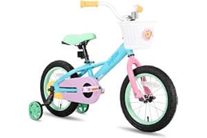 JOYSTAR 12 14 16 Inch Kids Bike for 2-7 Years Girls 33-53 Inch Tall, Toddler Girls Bike with Training Wheels, Rainbow Bikes, Children Bicycle, Macaroon