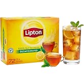 Lipton Yellow Label Decaffeinated Black Tea Bags, 72 Count, Decaf Black Tea for Hot Tea or Iced Tea