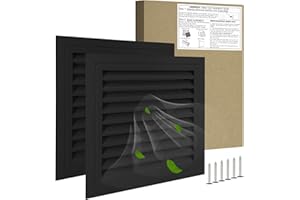 JONRIOX 20"*20" Gable Vent,Aluminum Alloy Wall Vent Shed Vents,with Removable Strainer and 180 Degree Opening Angle.Ideal for Attic,Shed,Garage,Play House,Coop.[Inside Dimensions:17.7"w X 17.7"h]-Black 2 Pack