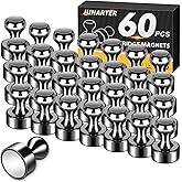 Junarter 60 Pack Magnetic Push Pins, Black Strong Fridge Magnets, Whiteboard Magnets, Refrigerator Magnets Strong, Dry Erase Board Magnets for Fridge, Whiteboard, Office, Classroom, Kitchen, Map