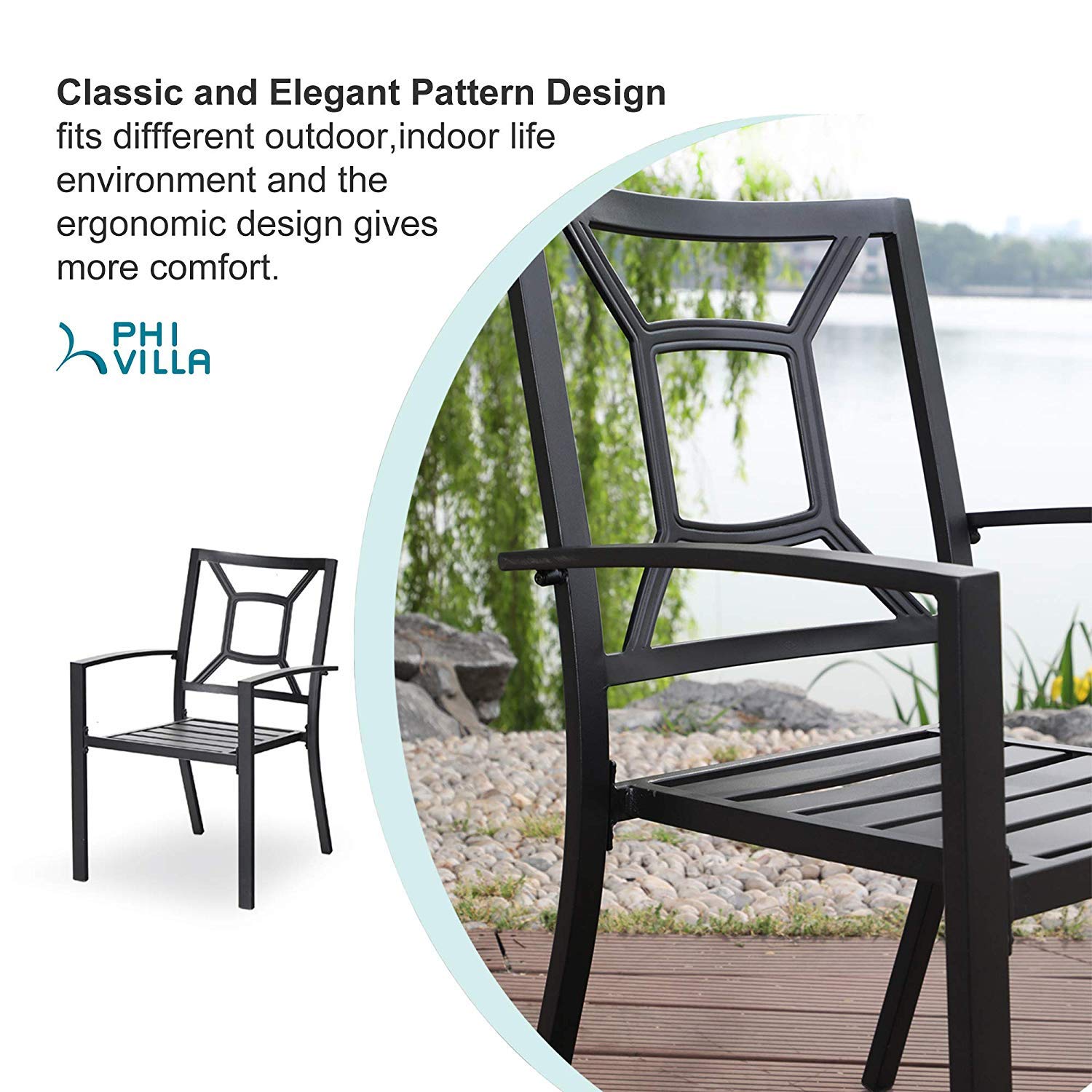 Patio Dining Chairs Mf Studio 4 Piece Black Metal Patio Chairs