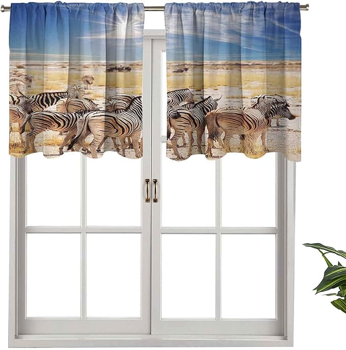 Hiiiman Cortina opaca corta con dobladillo para barra, diseño de cebras