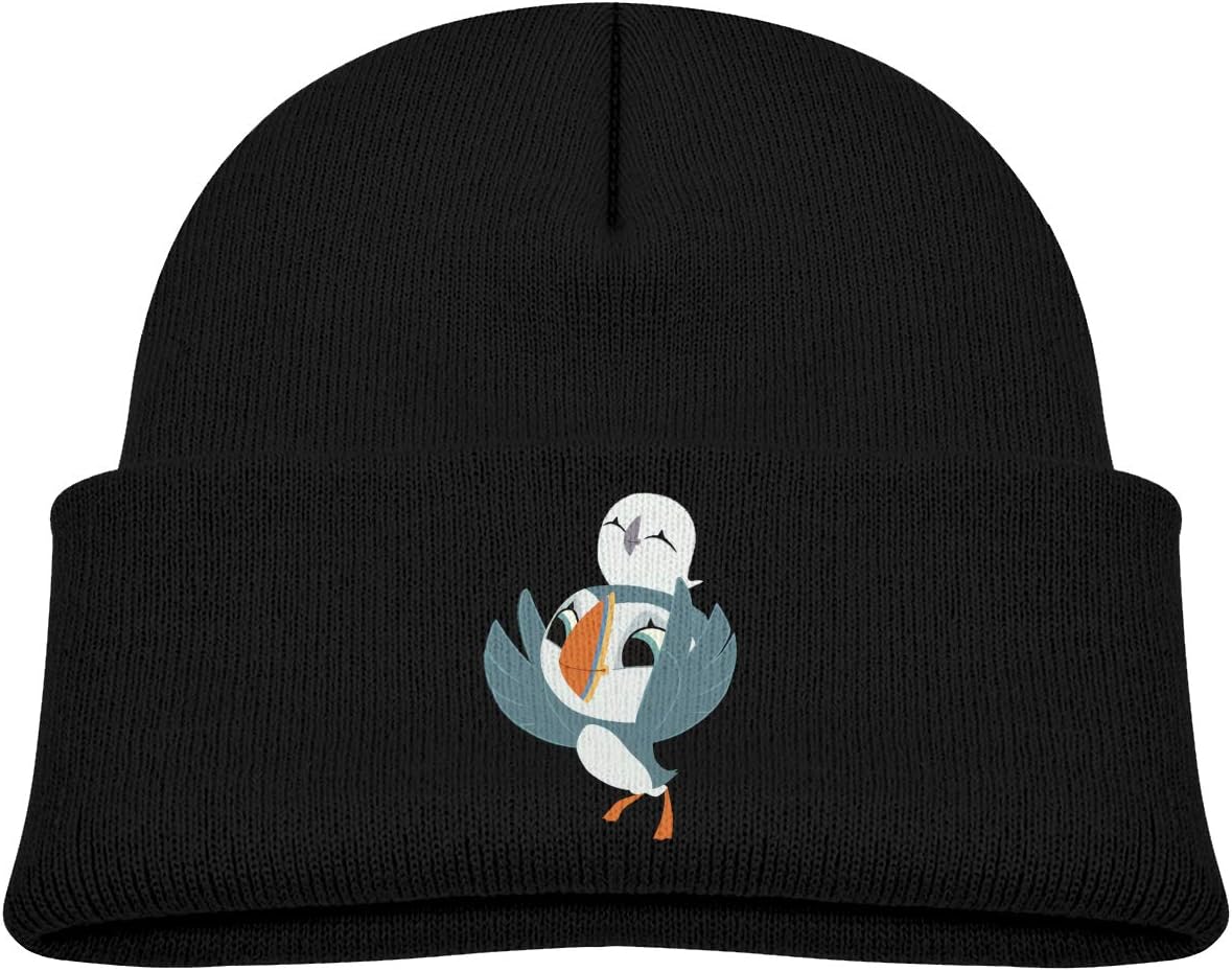 Yimo Kids Knitted Beanies Hat Puffin Rock Oona Baba Printed Collapsible Head Winter Hat Knitted Skull Cap for Boys Girls Black