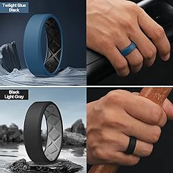 Egnaro Men's Silicone Rings, 7.5mm Wide 2.5mm Thick