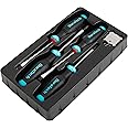 DURATECH Screwdriver Set, S2 Alloy Steel Phillips and Slotted Hexagon Screwdriver Set, 1 pc Stainless Steel Multi-Bit Key Chain, Hexagon Shaft, Storage Tray Included