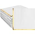 Fulmoon 200 Pcs Paper Napkins with Gold Foil Edge 2 Ply Cocktail Napkins Soft Disposable Golden Trim Lined Dinner Napkins Decorative Cocktail Napkin Paper for Wedding Birthday Anniversary (White)