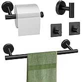 5 Piece Bathroom Hardware Set Matte Black Bathroom Accessories SUS304 Stainless Steel Include 16" Towel Rod, Toilet Paper Hol