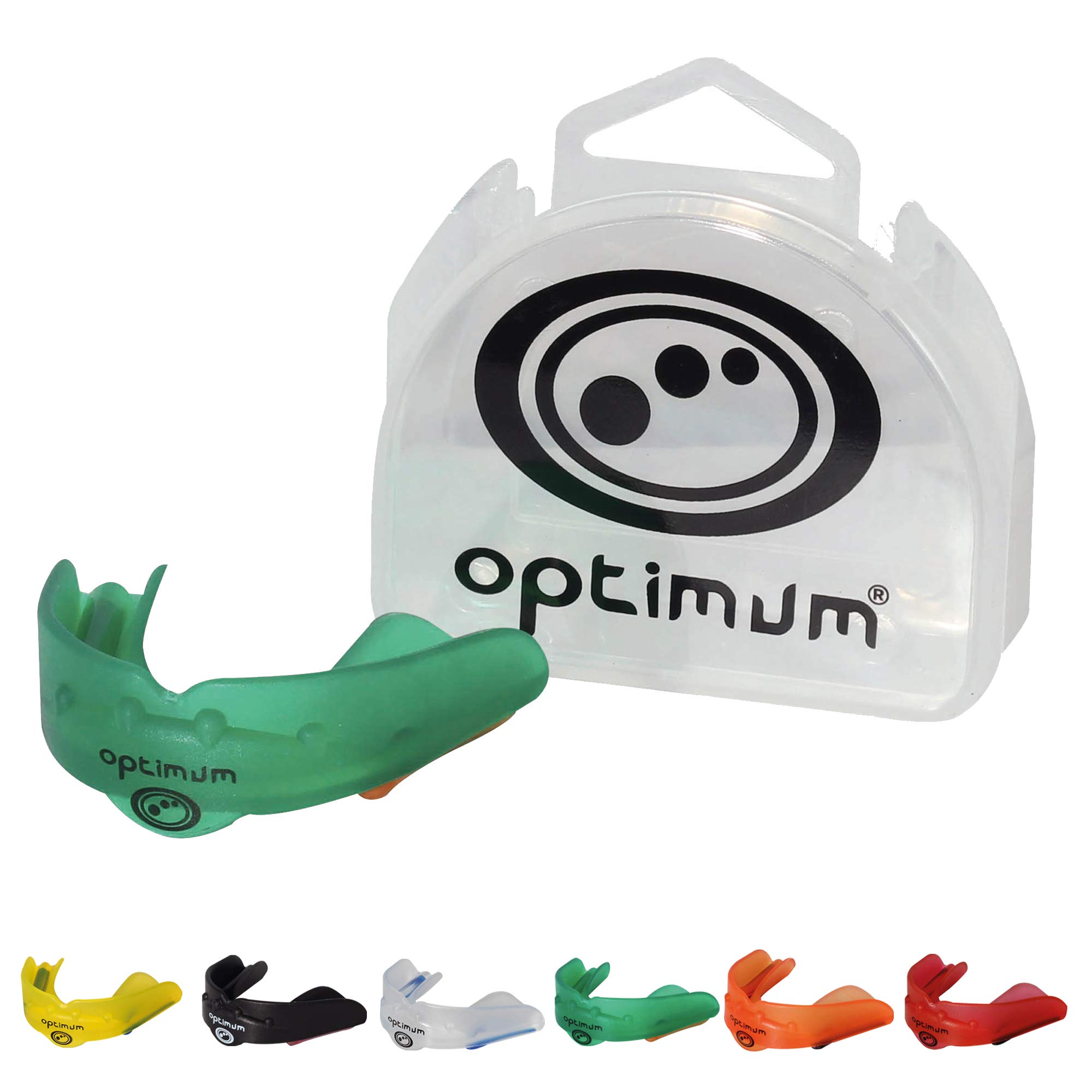 Optimum Matrix Mouthguard Gum Shield Slim Fit with Case for Rugby Hockey Boxing MMA Martial Arts Judo Karate Taekwondo Contact Sports - Green, Senior