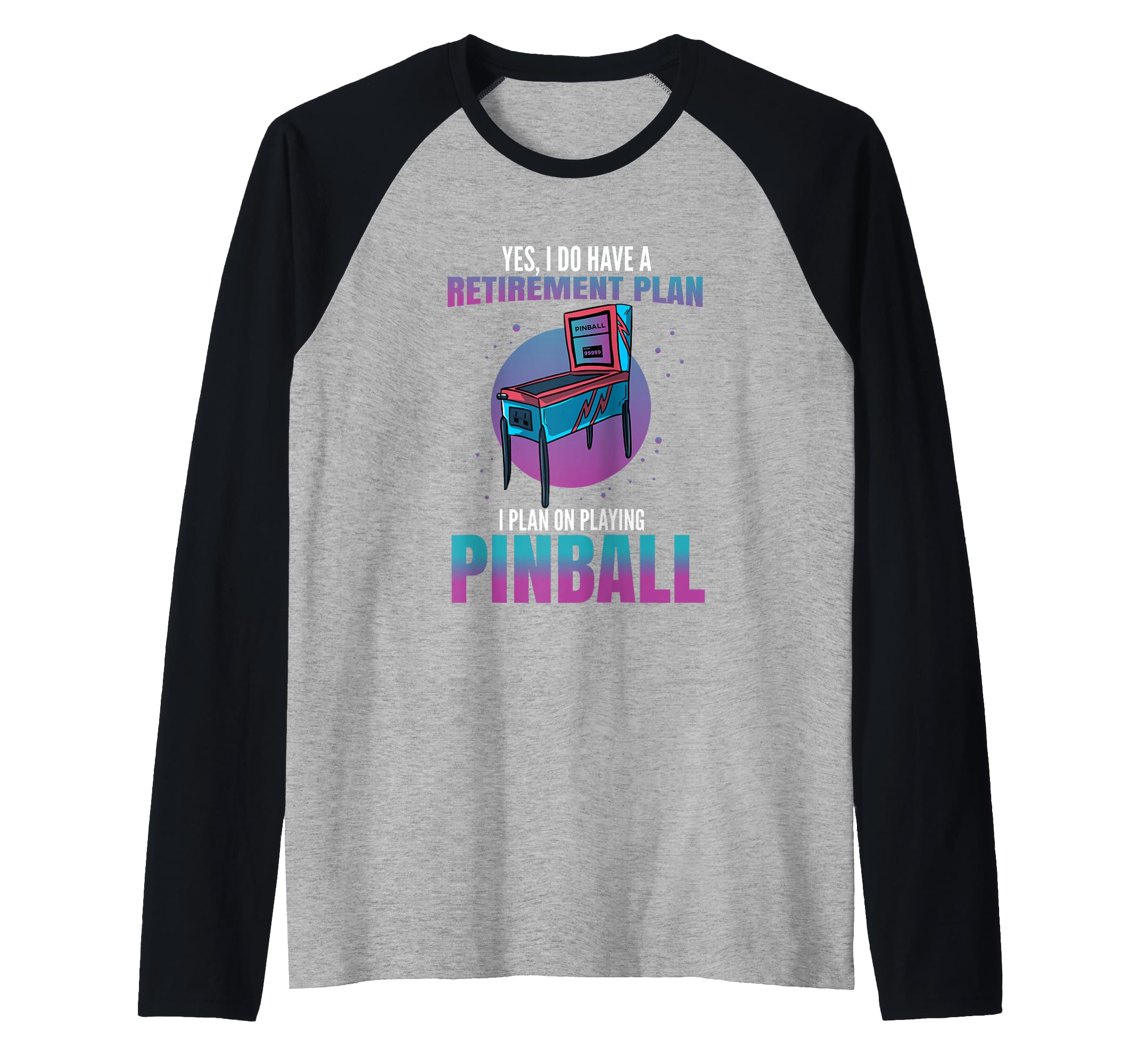 Vintage Arcade Gift - Men or Women Flipper Raglan Baseball Tee
