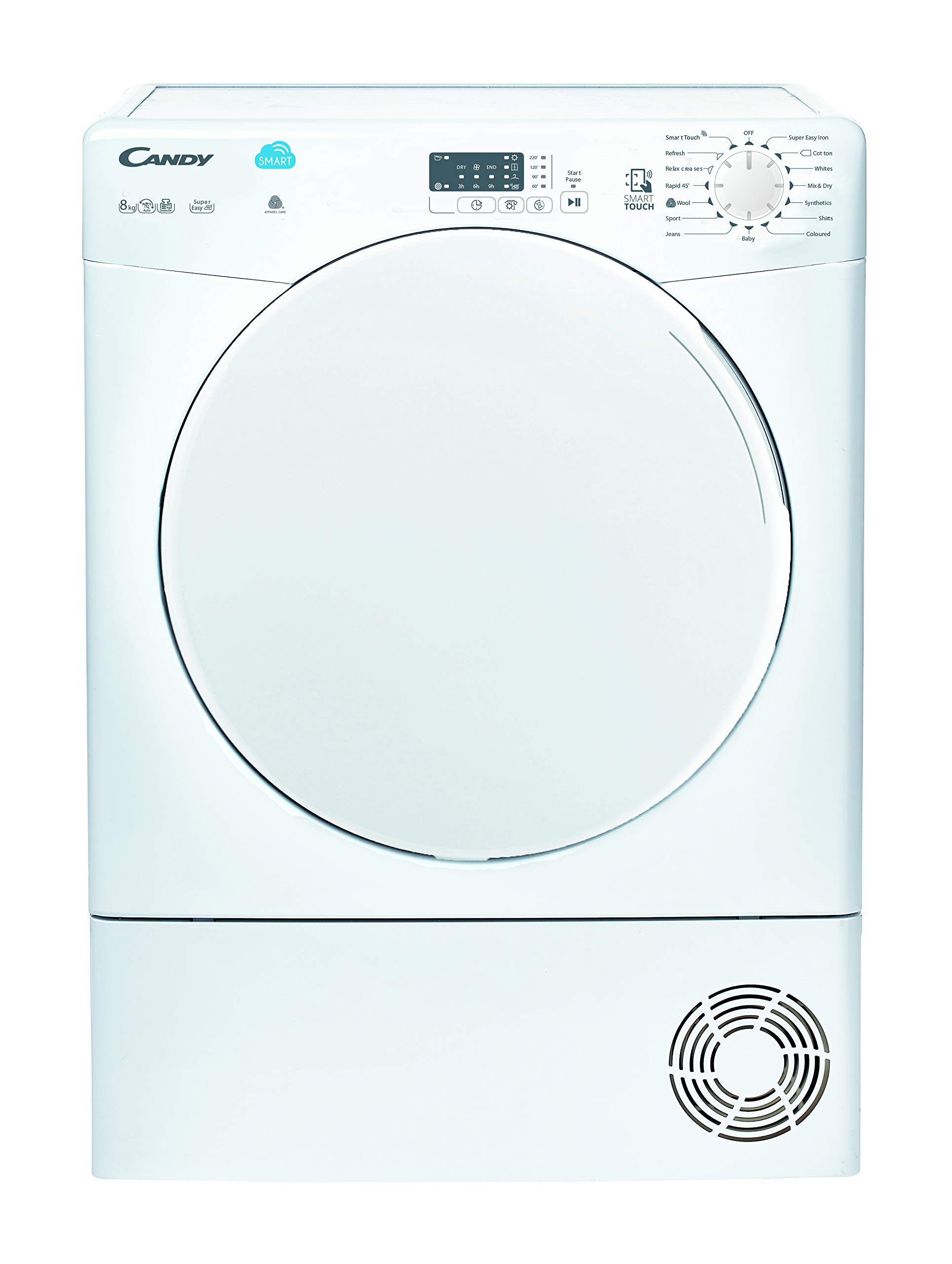 Candy CSC8LF Freestanding Condenser Tumble Dryer, Sensor Dry, NFC Connected, 8kg Load, White