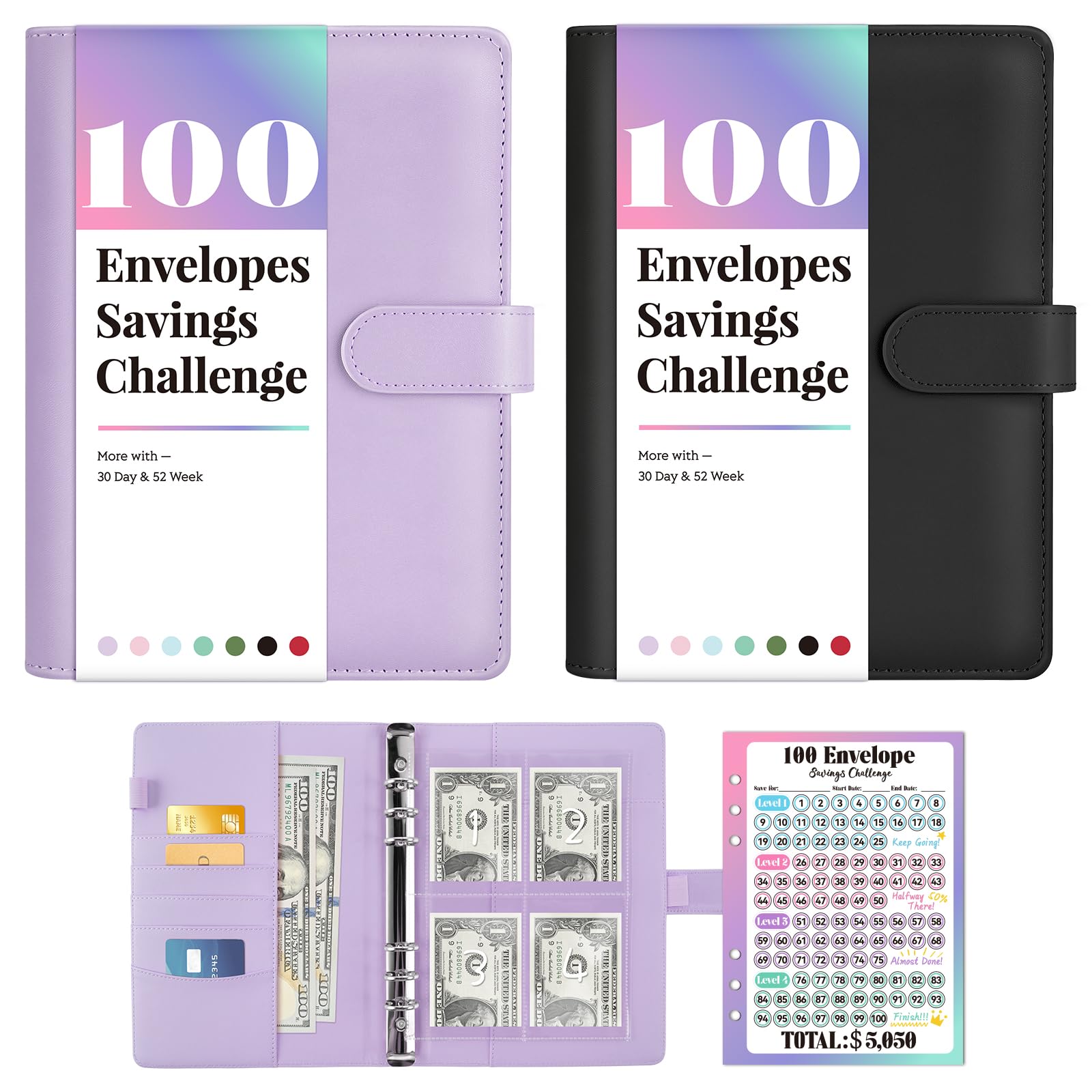 2PCS 100 Envelopes Money Saving Challenge, Savings