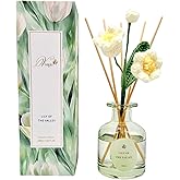 VANGIE Lily of The Valley Reed Diffuser for Home | Fresh Floral Scent | Elegant Glass Bottle with Handmade Flower | Long-Lasting, Vegan | Bedroom & Living Spaces