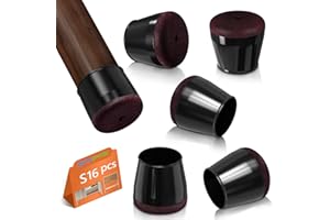 BAIPOK 16Pcs Black Chair Leg Floor Protectors for Hardwood Floors Silicone Chair Leg Covers Caps Thickened Felt Pads Furniture Feet Bottom Protectors Anti Scratch Reduce Noise (Black S Fit 0.87"-1.10")