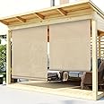 TANG Exterior Roller Shade for Deck Porch Pergola Balcony Backyard Patio or Other Outdoor Spaces Blinds Light Filtering Block 90% UV Rays Beige Tan 6' x 6' (72" x 72")