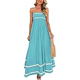 PRETTYGARDEN Women's 2026 Summer Flowy Maxi Dress Casual Sleeveless Spaghetti Strap Ruffle Beach Long Dresses