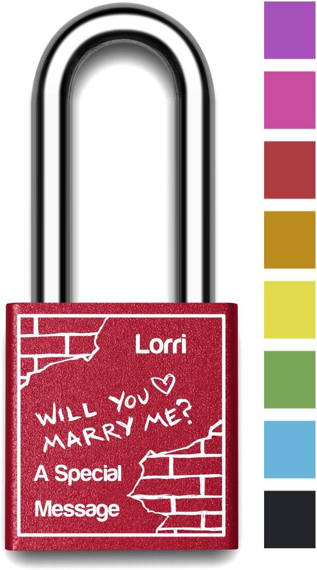 Customizable MakeLoveLocks - Will You Marry Me? Love Lock 2" Red