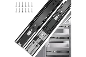 JI2OOYI 10 inch Drawer Slides 6 Pairs (12pcs) Soft Close 3 fold Full Extension Side Mount Cabinet Drawer Glides 10" Black Cabinet Rails for Dresser, Cabinet, Kitchen 100 LB Capacity