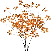 GhuaH 4 Pcs Faux Branches for Vase 31.5" Artificial Twigs and Branches Greenery Stems Ficus Twigs Fake Plants Tree Branches Orange Artificial Plant Filler for Fall Decor Home Party Wedding Office