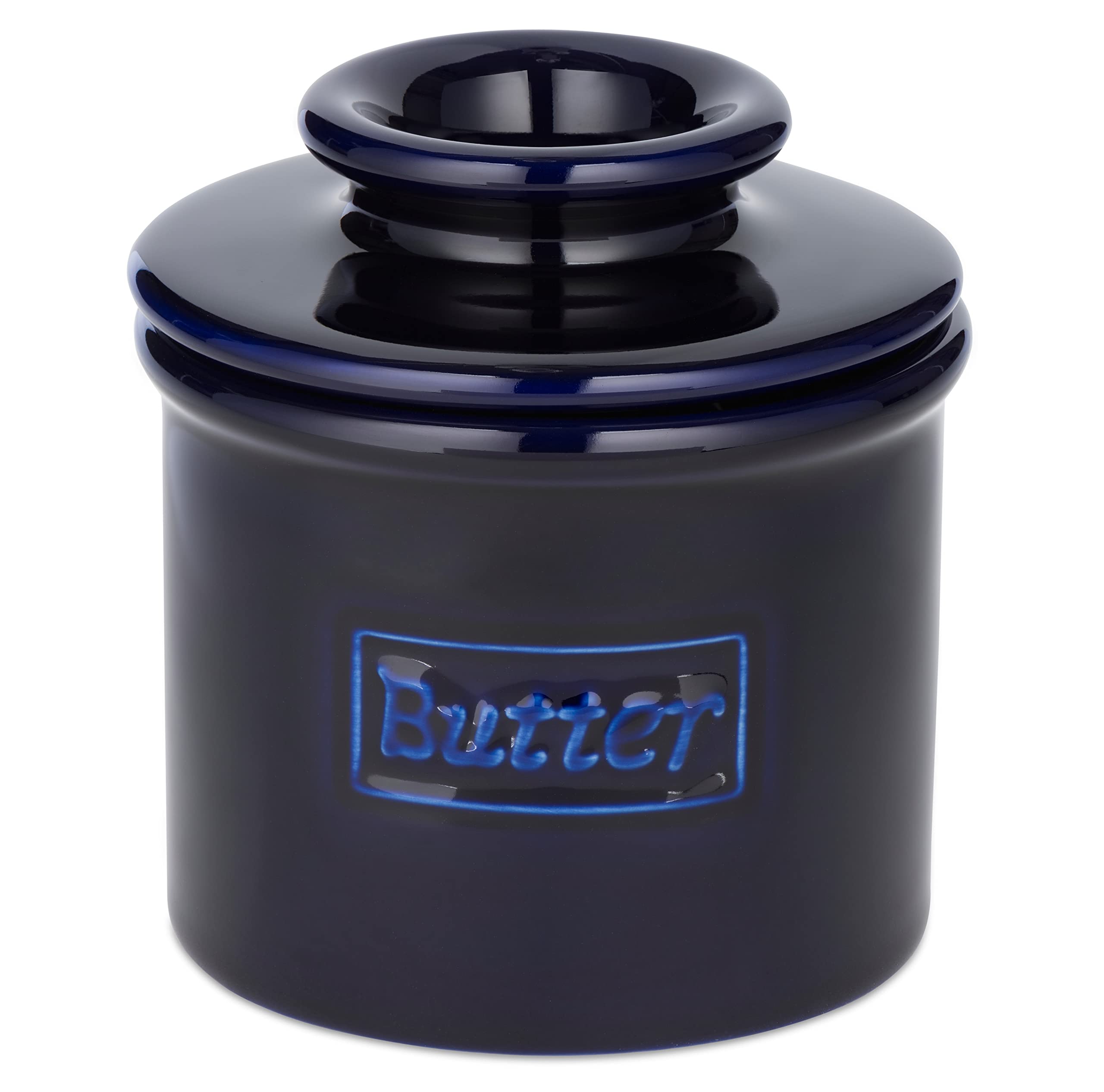 Butter Bell - The Original Butter Bell Crock by L Tremain, a Countertop French Ceramic Butter Dish Keeper for Spreadable Butter, Café Retro Collection, Cobalt Blue, Glossy Finish