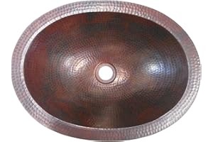 SimplyCopper 16" Rustic Oval Copper Bathroom Sink Dual Mount Installation