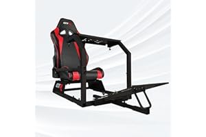 GTR Simulator GTA Model Majestic Black Frame with Adjustable Black Red Leatherette Speciale Racing Seat Racing Driving Gaming