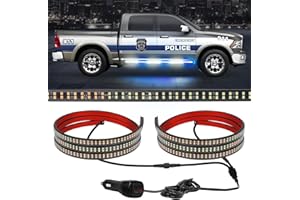 AINBIN 2 in 1 70 inch Blue White Emergency Lights Strip 864 LED Running Board Strobe Lights Warning Flashing Safety Police Firefighter Lights Flexible Waterproof for Vehicles POV Fire Pickup Trucks