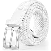 JASGOOD Women Braided Woven Elastic Stretch Belt Men Golf Web Casual Belt for Pants Jeans