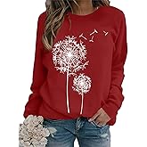 BANGELY Womens Dandelion Sweatshirt Hope Love Floral Graphic Shirt Casual Crewneck Tee Loose Long Sleeve Pullover Tops