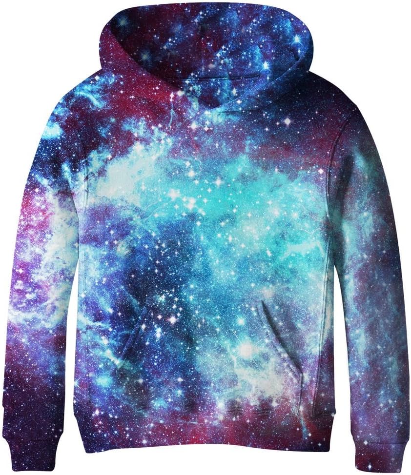Euro Sky Boys Girls Kids Blue Galaxy Pockets Fleece Sweatshirts Hoodies