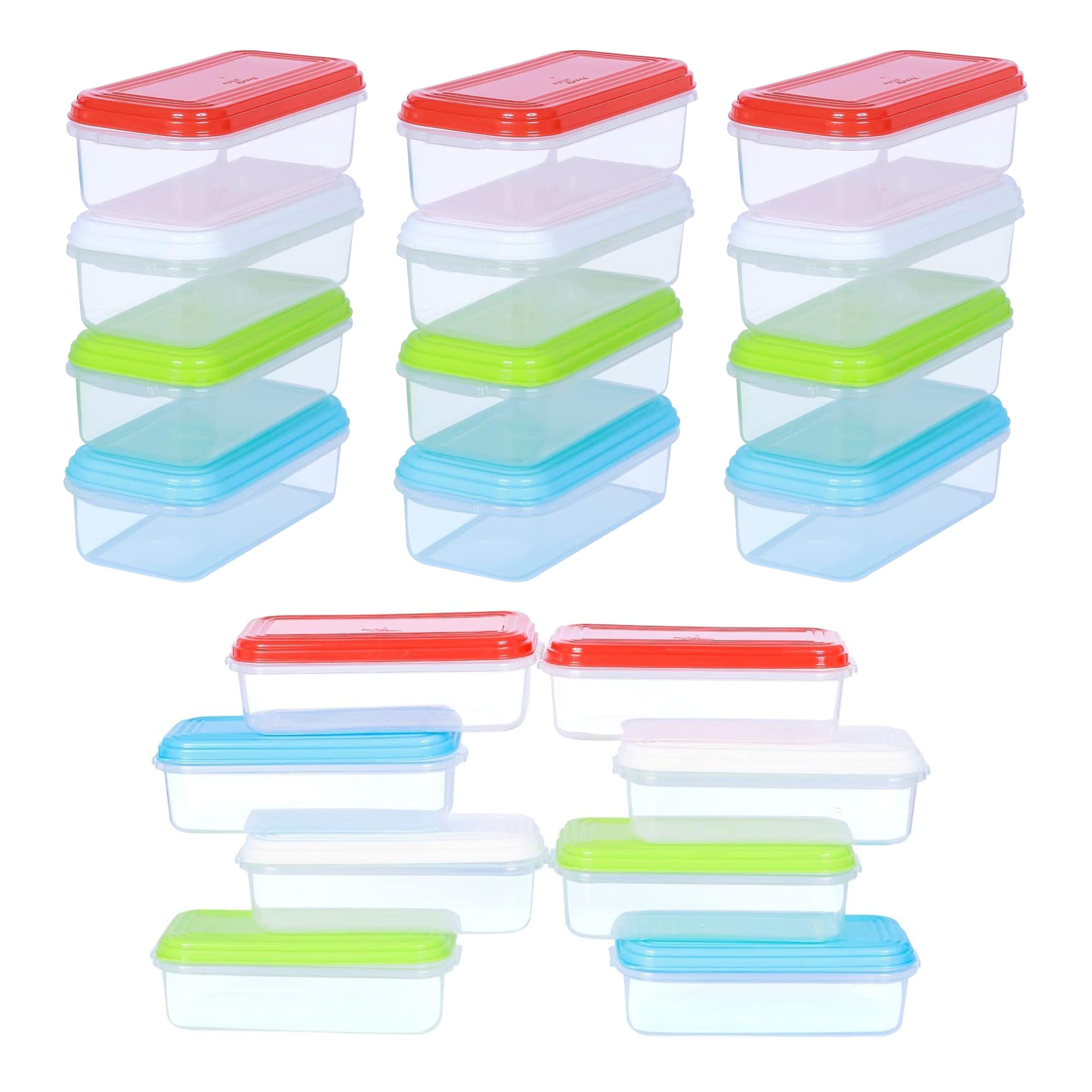 ARSUK 16 PCS 250ml Small Food Containers With Lids - Rectangular Small Freezer Containers - Stackable, Leakproof & Airtight - Baby Snack Storage Pots With Lids for Yogurt, Fruit - Plastic