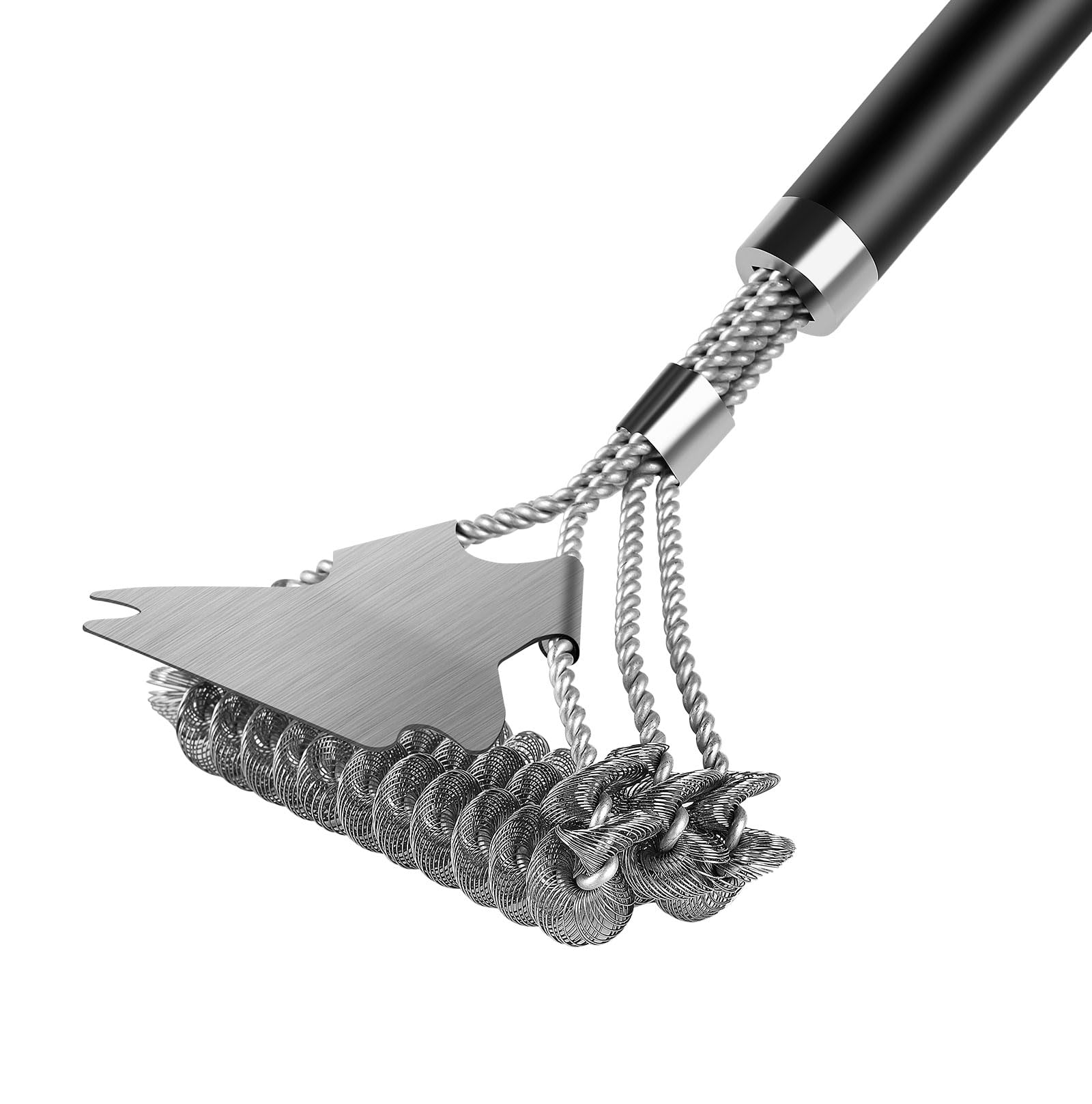 Flintronic BBQ Grill Cleaning Brush, Barbecue Steel Brushes with Metal Scraper,Barbecue Grill Wire Brush with Detachable Handle, for All Kinds of Grills Heavy Duty Cleaning