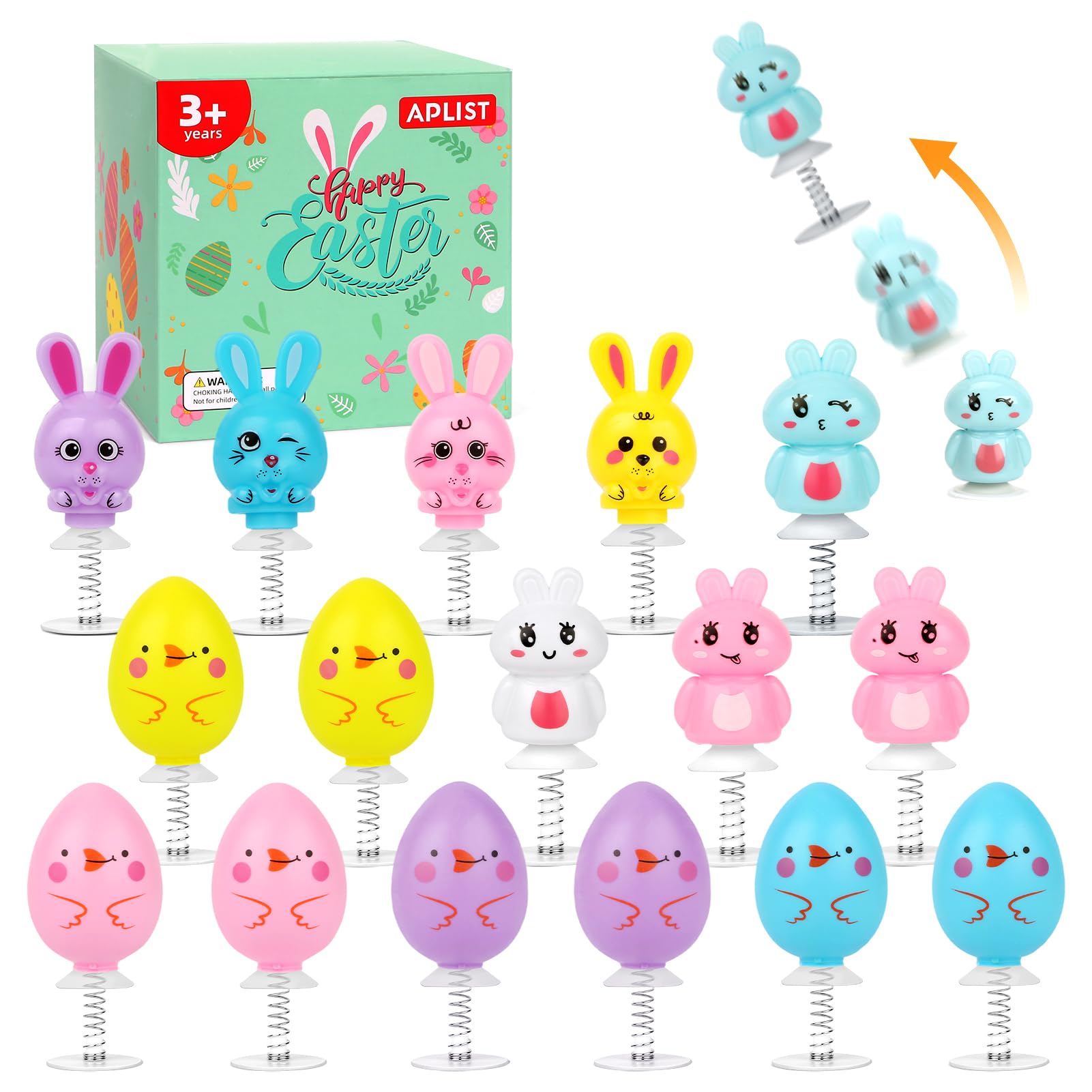 APLIST 16 Pack Easter Toys Jumping Popper: Easter Basket Stuffers for Toddlers Kids, Spring Launcher Bulk Easter Egg Fillers, Party Favors Gifts for Classroom Boys Girls