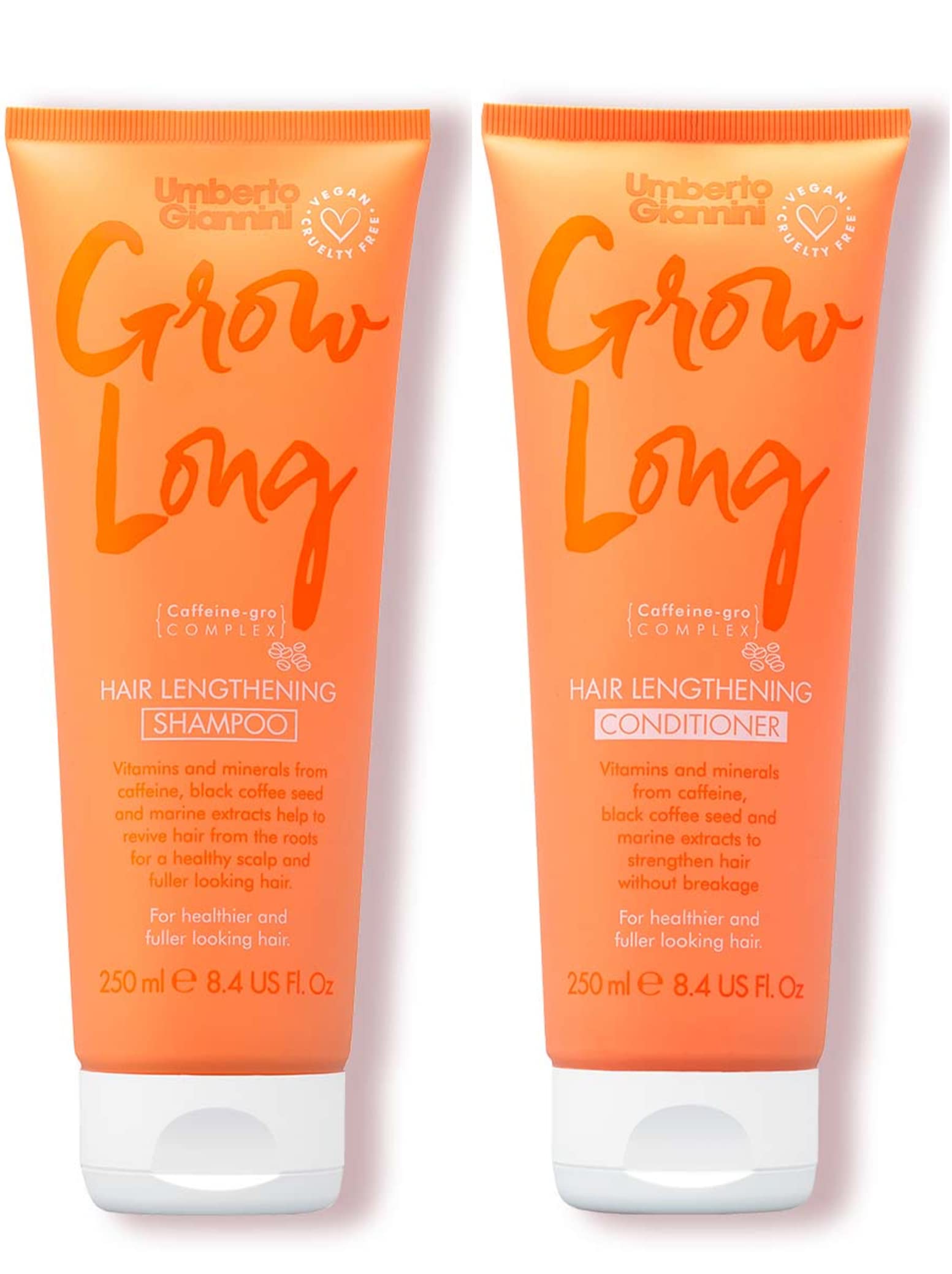 Umberto Giannini Grow Long Shampoo & Conditioner Duo, Vegan & Cruelty Free Root Stimulating Shampoo & Hair Lengthening Conditioner Bundle, 2 Pack